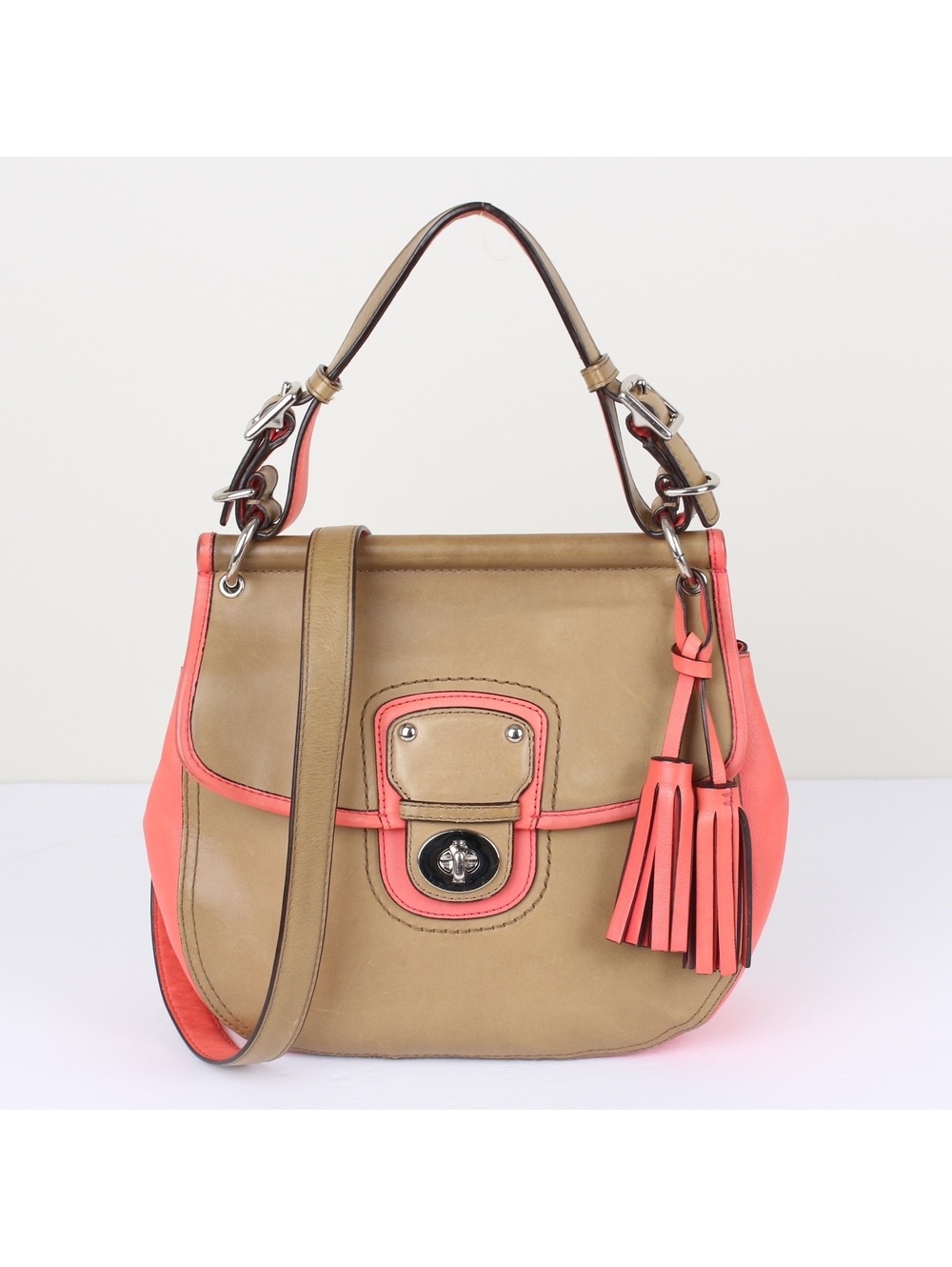 Coach 22409 Legacy Archival Two Tone Leather Willis Convertible Bag Sand Pink